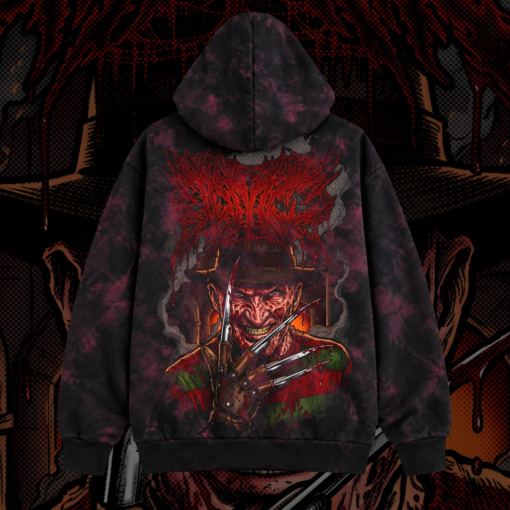 Moletom Tie-Dye Deathcore - Freddy Krueger — costas ou detalhe
